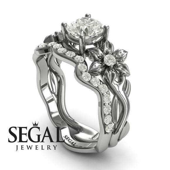 Unique Engagement Ring Diamond ring 14K White Gold Diamond 