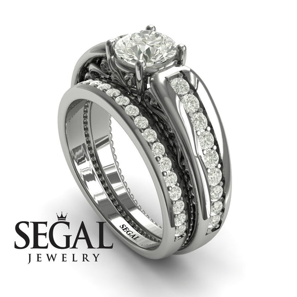 Unique Engagement Ring Diamond ring 14K White Gold Vintage Art Deco Victorian Edwardian Diamond 