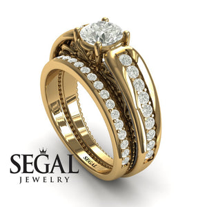 Unique Engagement Ring Diamond ring 14K Yellow Gold Vintage Art Deco Victorian Edwardian Diamond 
