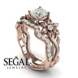 Unique Engagement Ring Diamond ring 14K Rose Gold Diamond 
