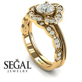Unique Engagement Ring Diamond ring 14K Yellow Gold Vintage Antique Victorian Diamond 