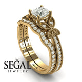 Unique Engagement Ring Diamond ring 14K Yellow Gold Butterfly Victorian Edwardian Diamond 