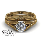 Unique Engagement Ring 14K Yellow Gold Vintage Art Deco Victorian Edwardian Diamond 