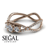 Engagement ring 14K Rose Gold Vintage Elegant Diamond 