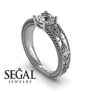 Engagement ring 14K White Gold Vintage Ring Art DecoEdwardian Diamond 