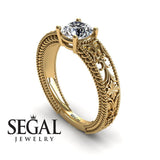 Engagement ring 14K Yellow Gold Vintage Ring Art DecoEdwardian Diamond 