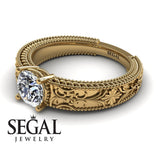 Engagement ring 14K Yellow Gold Vintage Ring Art DecoEdwardian Diamond 