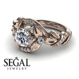 Engagement ring Diamond ring 14K Rose Gold Flowers Vintage Art Deco Diamond 