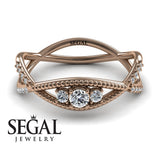 Engagement ring Diamond ring 14K Rose Gold Thin Elegant Victorian Diamond 