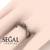 Engagement ring Diamond ring 14K Rose Gold Thin Elegant Victorian Diamond 