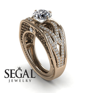 Engagement ring Diamond ring 14K Rose Gold Vintage Antique Diamond 