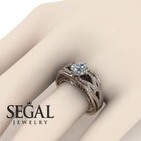 Engagement ring Diamond ring 14K Rose Gold Vintage Antique Diamond 