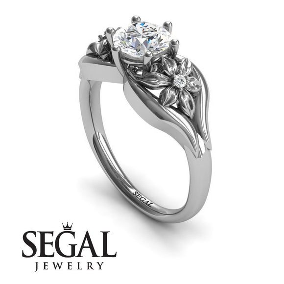 Engagement ring Diamond ring 14K White Gold Flowers Art Deco Ring Vintage Diamond 