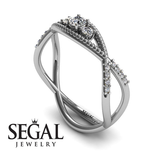 Engagement ring Diamond ring 14K White Gold Thin Elegant Victorian Diamond 