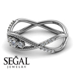 Engagement ring Diamond ring 14K White Gold Thin Elegant Victorian Diamond 