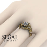 Engagement ring Diamond ring 14K Yellow Gold Flowers Vintage Art Deco Diamond 