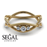 Engagement ring Diamond ring 14K Yellow Gold Thin Elegant Victorian Diamond 