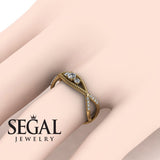 Engagement ring Diamond ring 14K Yellow Gold Thin Elegant Victorian Diamond 