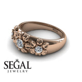 Flowers Engagement ring 14K Rose Gold Flowers RingAntique Victorian Diamond 