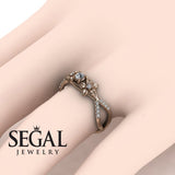 Flowers Engagement ring 14K Rose Gold Thin Elegant Flower RingVintage Elegant Diamond 