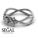 Flowers Engagement ring 14K White Gold Thin Elegant Flower RingVintage Elegant Diamond 
