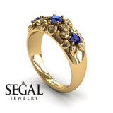 Flowers Engagement ring 14K Yellow Gold Flowers RingAntique Victorian Sapphire With Sapphire 
