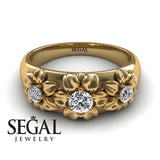 Flowers Engagement ring 14K Yellow Gold Flowers RingAntique Victorian Diamond 