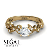 Unique Engagement Ring Diamond ring 14K Yellow Gold Vintage Diamond 
