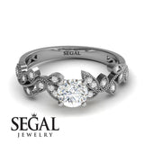 Unique Engagement Ring Diamond ring 14K White Gold Vintage Diamond 