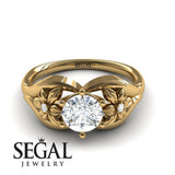 Engagement ring Diamond ring 14K Yellow Gold Flowers Art Deco Ring Vintage Diamond 
