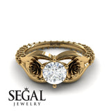 Unique Engagement Ring Diamond ring 14K Yellow Gold Flower Vintage Diamond 