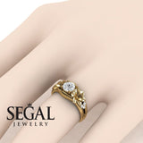 Unique Engagement Ring Diamond ring 14K Yellow Gold Floral Flowers Vintage Antique Diamond 