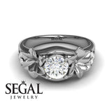 Unique Engagement Ring Diamond ring 14K White Gold Floral Flowers Vintage Antique Diamond 