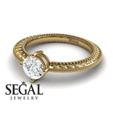 Unique Engagement Ring 14K Yellow Gold Vintage Victorian Edwardian Diamond 