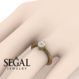Unique Engagement Ring 14K Yellow Gold Vintage Victorian Edwardian Diamond 