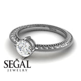 Unique Engagement Ring 14K White Gold Vintage Victorian Edwardian Diamond 