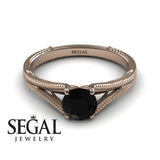 Unique Engagement Ring 14K Rose Gold Vintage Art Deco Victorian Edwardian Black Diamond 