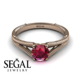Unique Engagement Ring 14K Rose Gold Vintage Art Deco Victorian Edwardian Ruby 