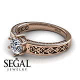 Unique Edwardian Engagement ring 14K Rose Gold Vintage Ring Edwardian Diamond 