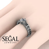 Unique Edwardian Engagement ring 14K White Gold Vintage Ring Edwardian Diamond 
