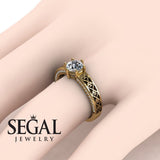 Unique Edwardian Engagement ring 14K Yellow Gold Vintage Ring Edwardian Diamond 