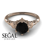 Unique Engagement Ring 14K Rose Gold Antique Black Diamond 