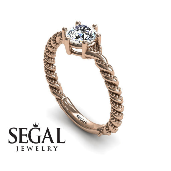 Unique Engagement Ring Diamond ring 14K Rose Gold Antique FiligreeDiamond 