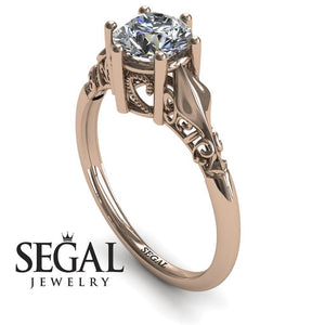 Unique Engagement Ring Diamond ring 14K Rose Gold Antique Diamond 