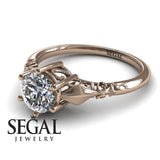 Unique Engagement Ring Diamond ring 14K Rose Gold Antique Diamond 