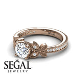 Unique Engagement Ring Diamond ring 14K Rose Gold Butterfly Victorian Edwardian Diamond 