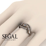 Unique Engagement Ring Diamond ring 14K Rose Gold Flowers And Leafs Diamond 