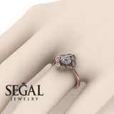 Unique Engagement Ring Diamond ring 14K Rose Gold Vintage Antique Victorian Diamond 