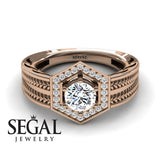 Unique Engagement Ring Diamond ring 14K Rose Gold Vintage Art Deco Edwardian FiligreeDiamond 