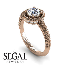Unique Engagement Ring Diamond ring 14K Rose Gold Vintage Art Deco Victorian Edwardian Filigree